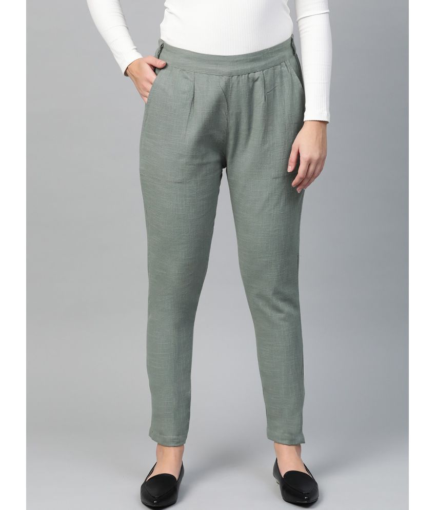     			Yash Gallery - Grey Cotton Regular Women's Formal Pants ( Pack of 1 )
