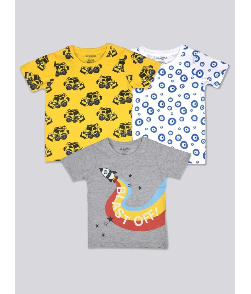     			Be Awara - Yellow Unisex T-Shirt ( Pack of 3 )