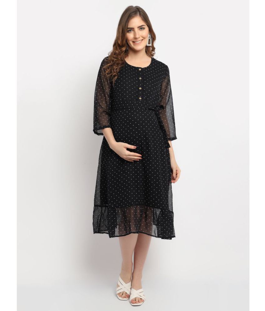     			Moms Maternity - Black Georgette Women's Maternity Dress ( Pack of 1 )
