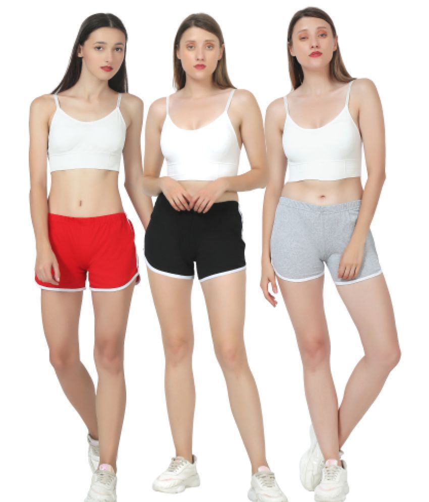 REDLUV Cotton Hot Pants - Multi Color Pack of 3