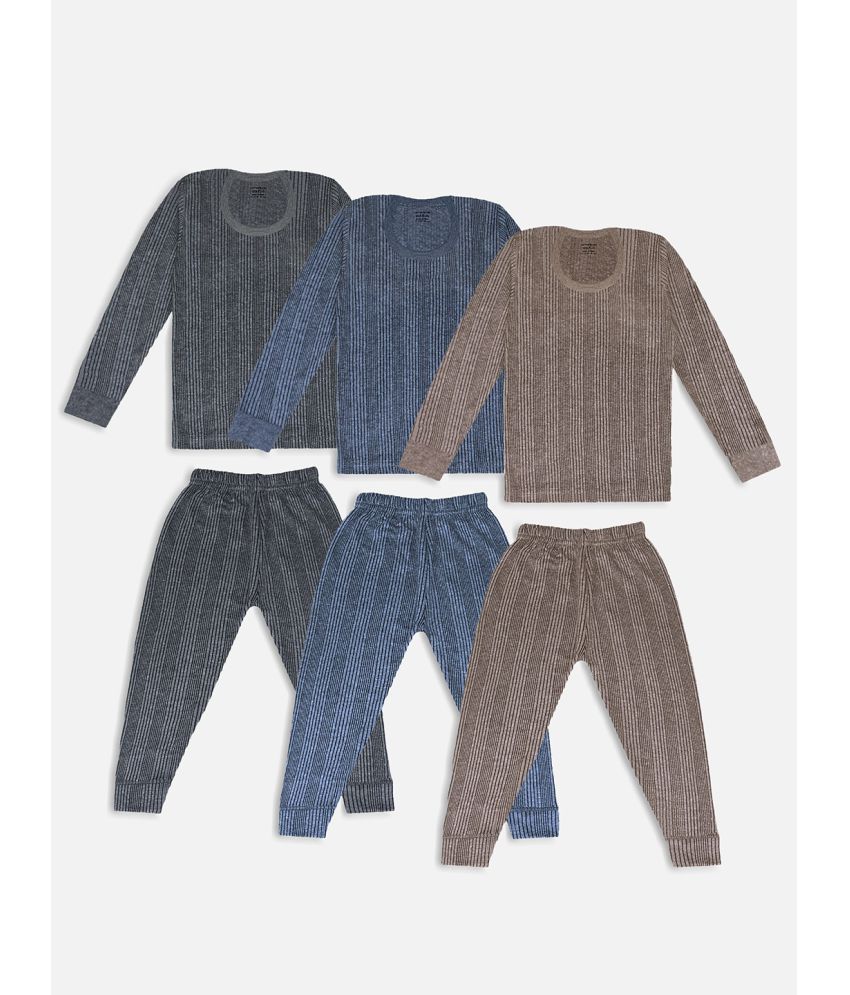     			Trampoline Boys & Girls Cotton Blend Striped Thermal Set - Pack of 3