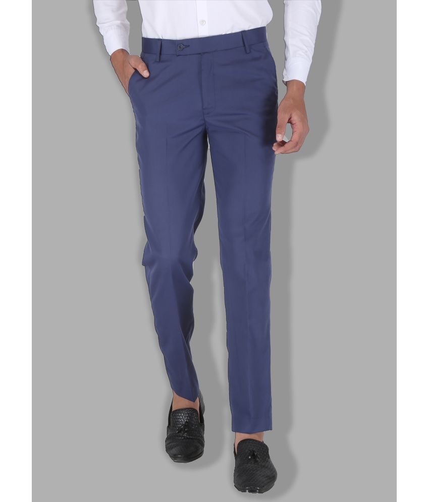     			Charlie Carlos - Blue Cotton Blend Slim - Fit Men's Trousers ( Pack of 1 )