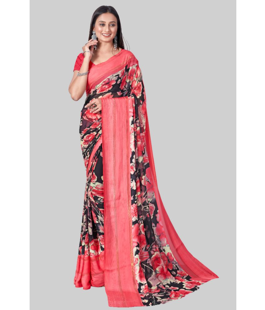     			Sitanjali - Red Satin Saree With Blouse Piece ( Pack of 1 )