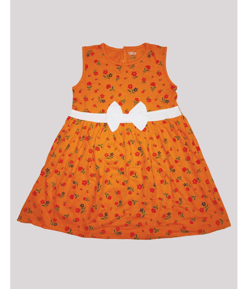     			INFANT - Orange Cotton Girls A-line Dress ( Pack of 1 )