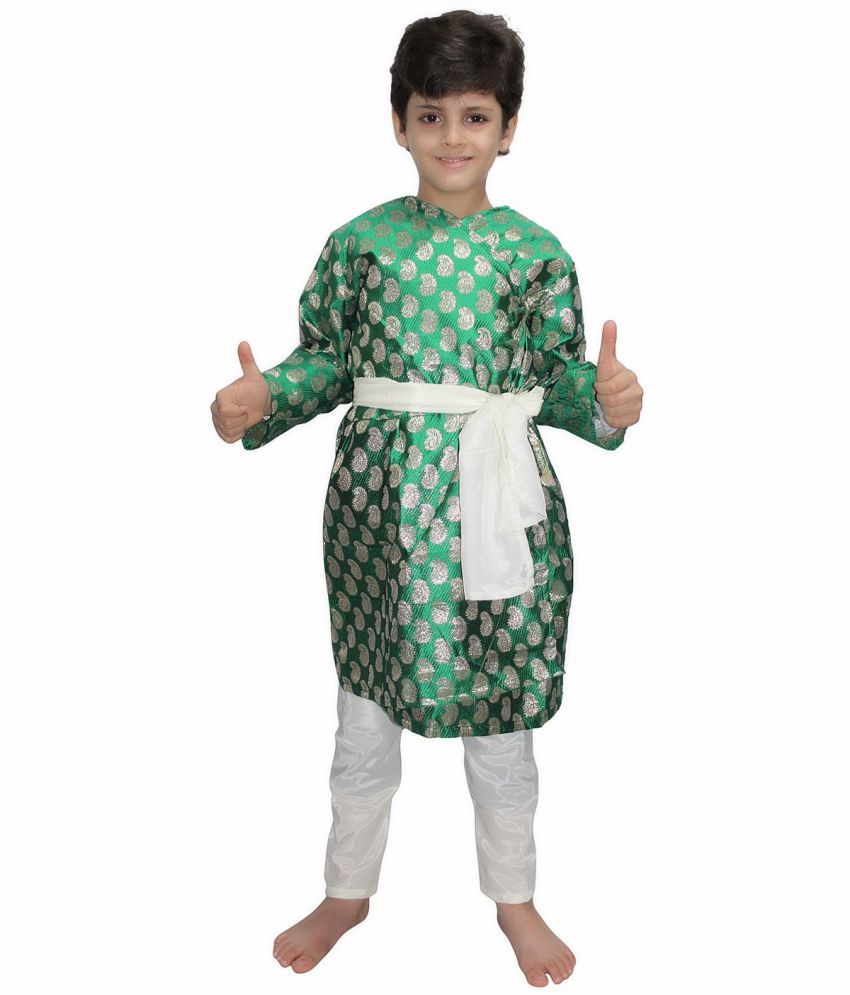     			Kaku Fancy Dresses Indian State Gujarati Dance Costume for Kids Navratri /Garba Dance Costume For Boys - Green, 5-6 Years