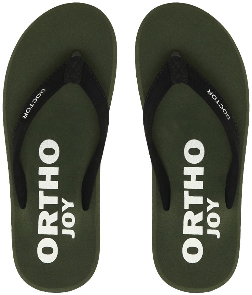     			ORTHO JOY - Green Men's Thong Flip Flop