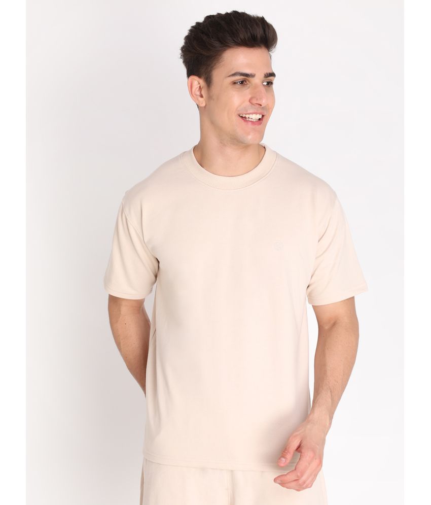     			Chkokko - Beige Cotton Blend Regular Fit Men's T-Shirt ( Pack of 1 )