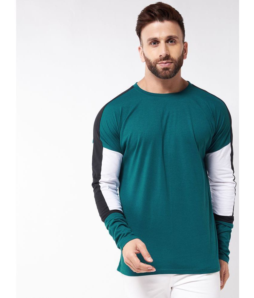 Gritstones - Turquoise Cotton Blend Regular Fit Men's T-Shirt ( Pack of 1 )