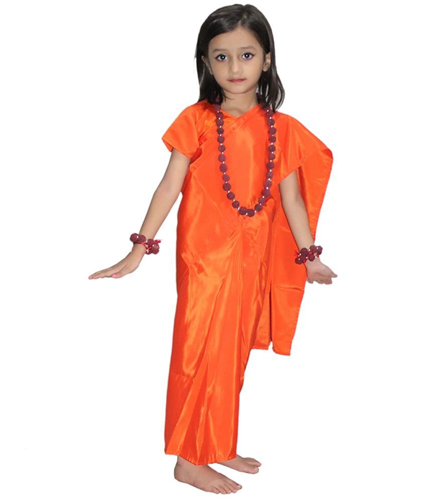     			Kaku Fancy Dresses Vanvasi Seeta Costume for Ramleela/Dussehra/Mythological Character Costume - Orange, for Girls