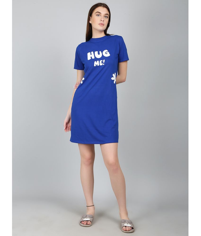     			N-Gal - Blue Cotton Women's Nightwear Night T-Shirt ( Pack of 1 )