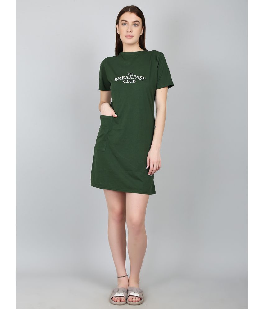     			N-Gal - Green Cotton Women's Nightwear Night T-Shirt ( Pack of 1 )