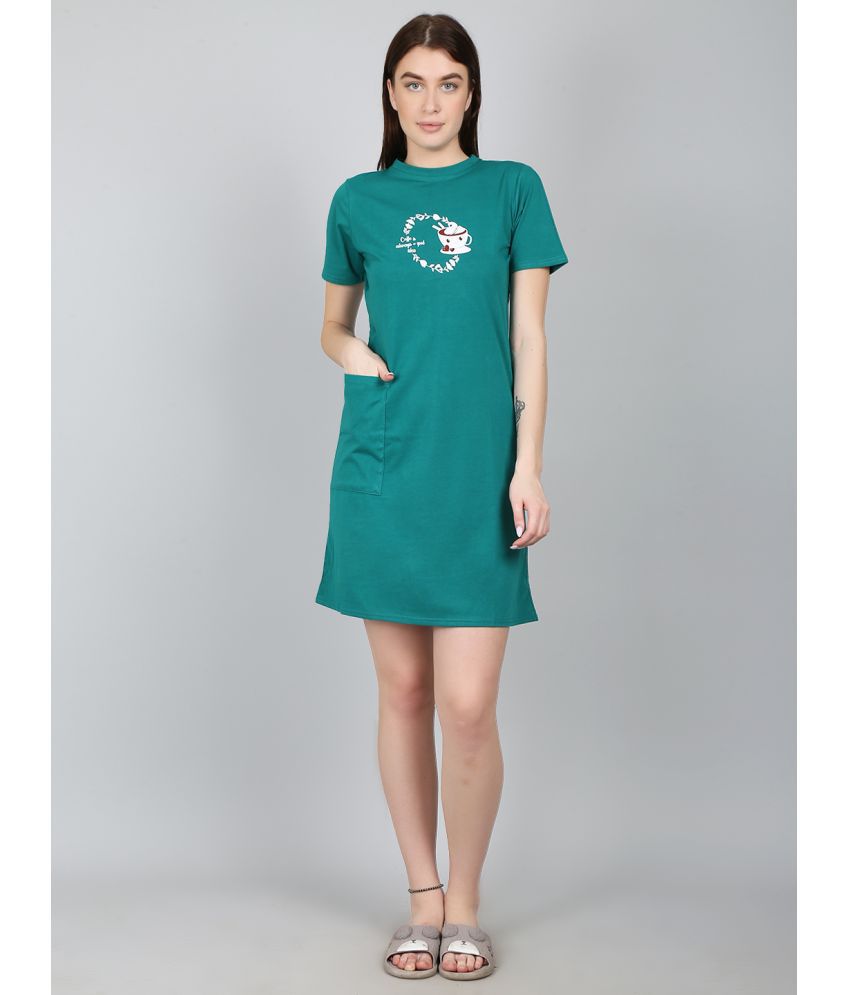     			N-Gal - Teal Cotton Women's Nightwear Night T-Shirt ( Pack of 1 )
