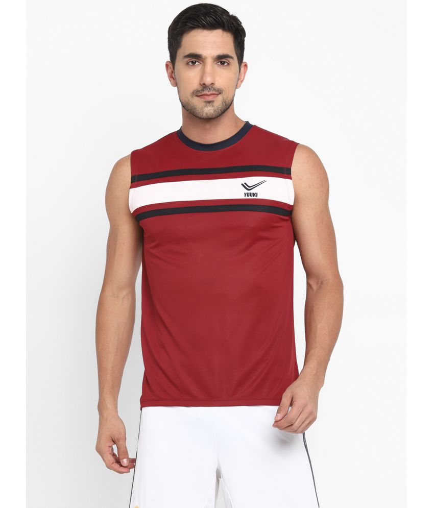     			YUUKI - Maroon Polyester Regular Fit Men's Sports T-Shirt ( Pack of 1 )