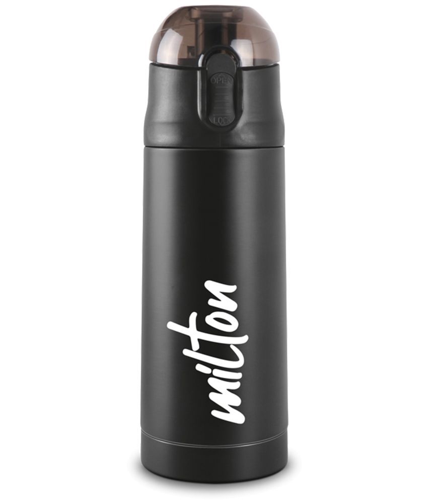     			Milton New Crown 400 Thermosteel Hot or Cold Water Bottle, 350 ml, Black