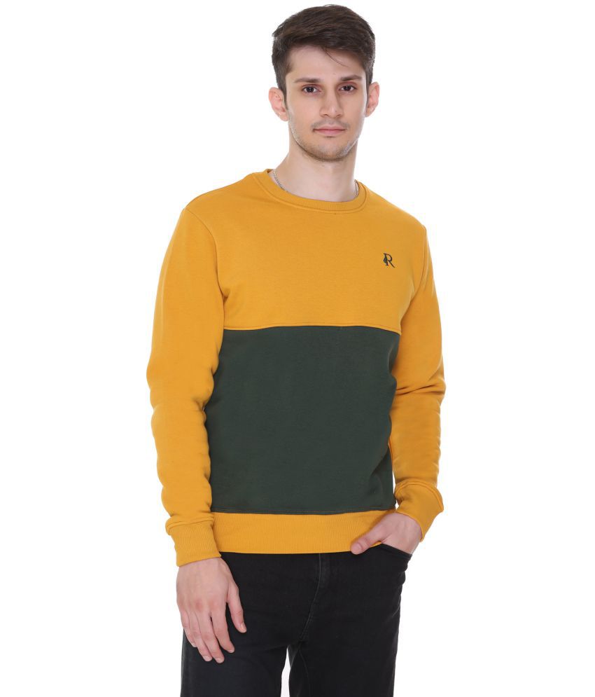     			RF RAVES - Mustard Fleece Regular Fit Men's Sweatshirt ( Pack of 1 )