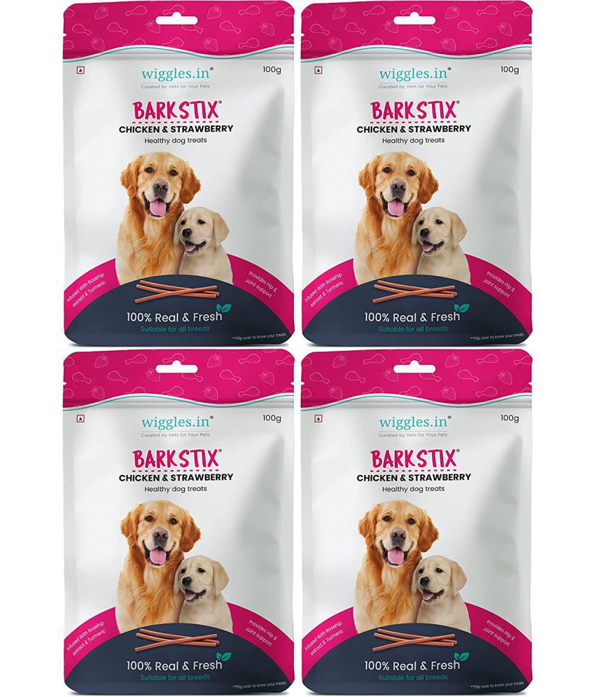     			Barkstix Dog Treats for Training Adult Puppies, 400g - Soft Chew Stick Hip, Joint, Skin & Coat - Sea Buckthorn Pulp, Ashwagandha (Chicken & Strawberry)