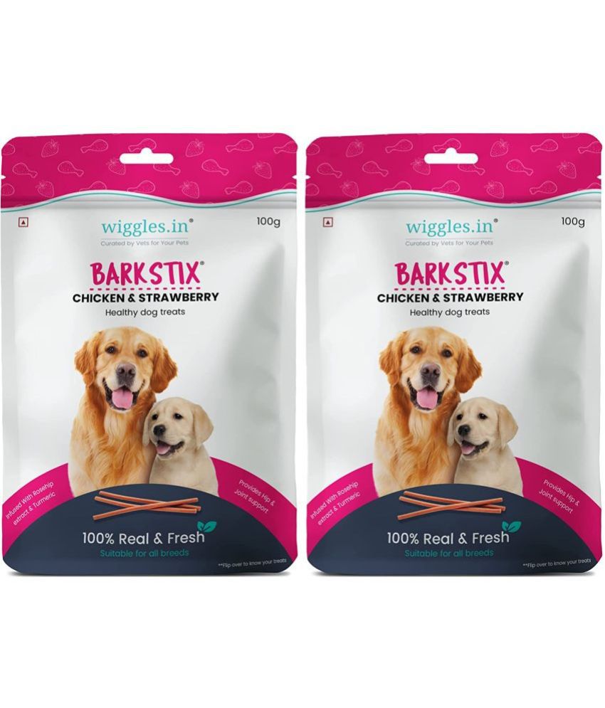     			Barkstix Dog Treats for Training Adult Puppies, 200g - Soft Chew Stick Hip, Joint, Skin & Coat - Sea Buckthorn Pulp, Ashwagandha (Chicken & Strawberry)