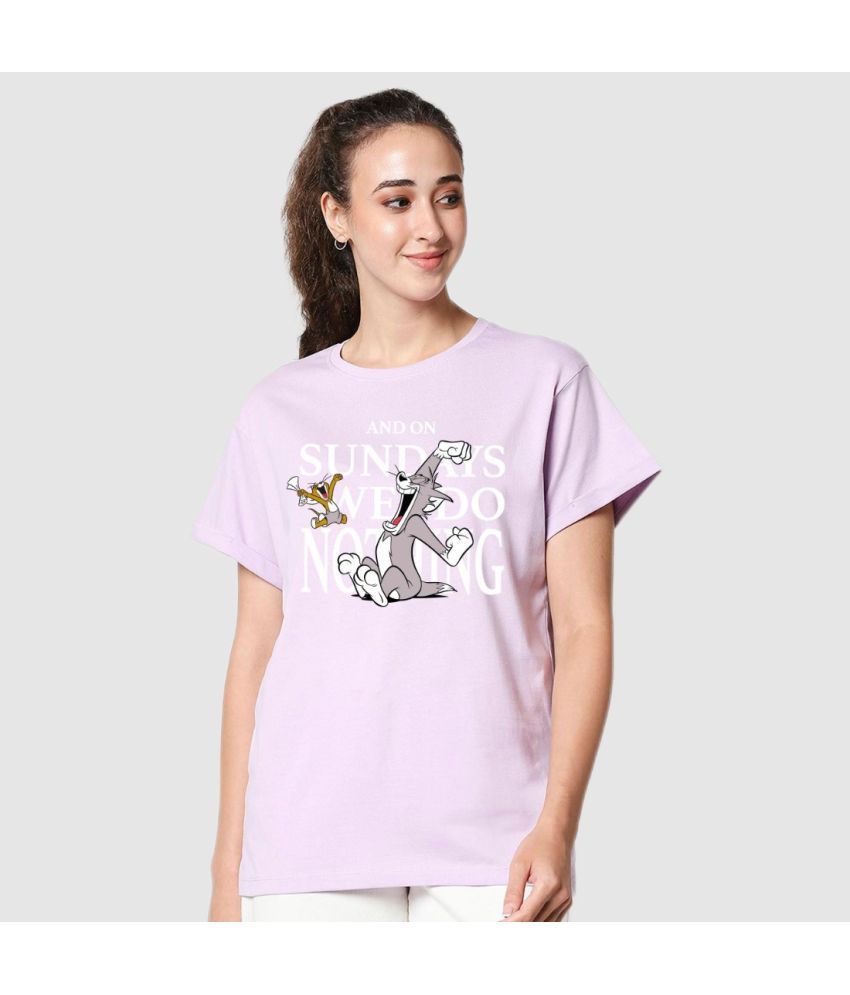     			Bewakoof - Purple Cotton Loose Fit Women's T-Shirt ( Pack of 1 )