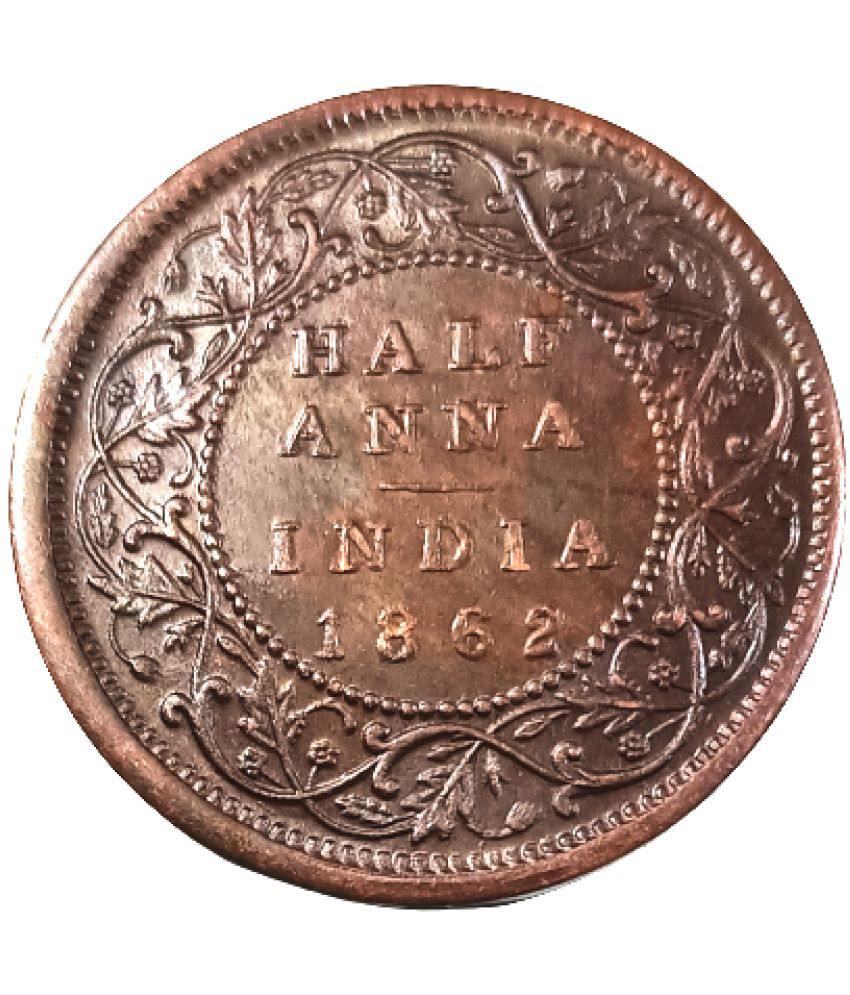     			SUPER ANTIQUES GALLERY - HALF ANNA VICTORIA 1862 RARE 1 Numismatic Coins