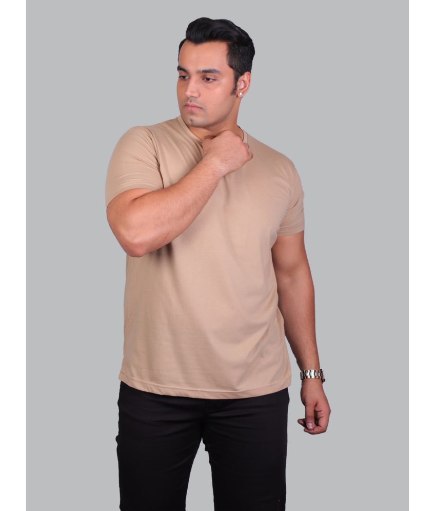     			Xmex - Beige Cotton Blend Regular Fit Men's T-Shirt ( Pack of 1 )