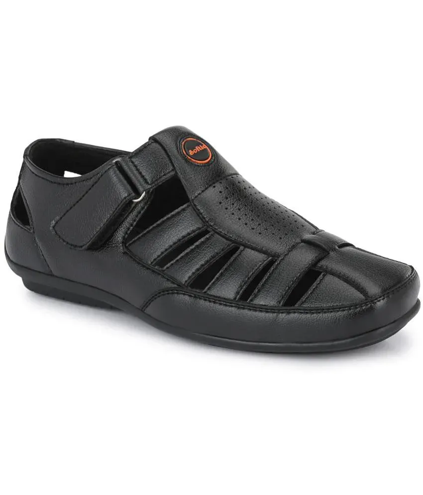 Skin Brand Mens Leather Casual Soft Slipons Sandal / Chappal 692.P (Black)  :: RAJASHOES