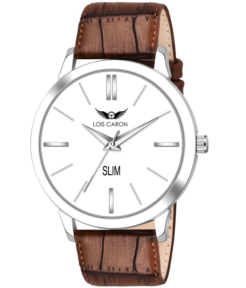     			Lois Caron - Brown Leather Analog Men's Watch