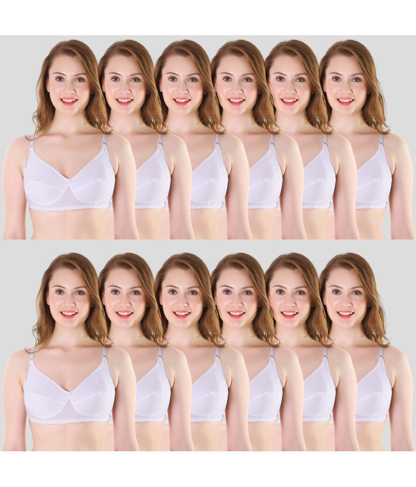     			TCG Pack of 12 Cotton Non Padded Women's Everyday Bra ( White )