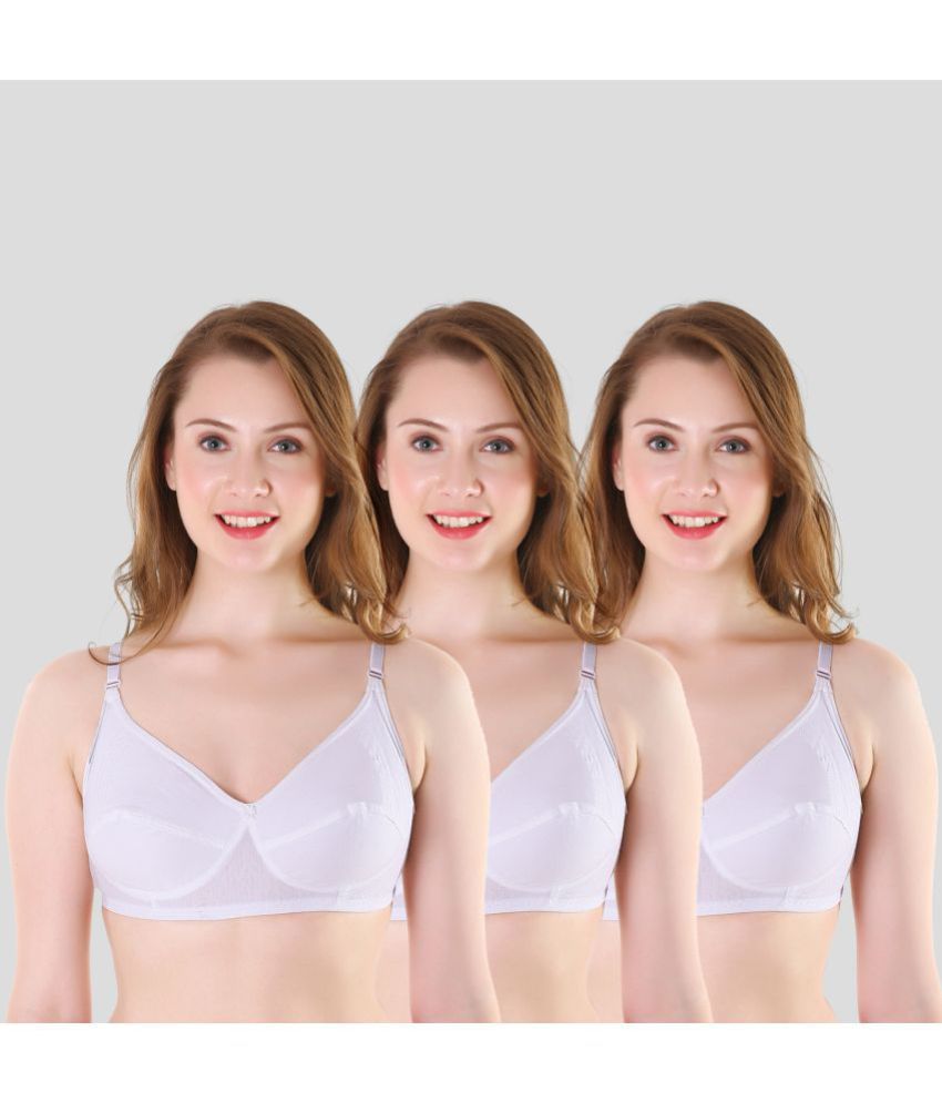     			TCG - White Cotton Non Padded Women's Everyday Bra ( Pack of 3 )