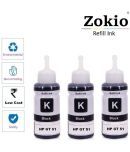 zokio GT5821 For H_P Black Pack of 3 Cartridge for GT51 INK GT52 Gt5810, Gt5811, Gt5820, Gt5821, 310, 315, 319, 410, 415, 419