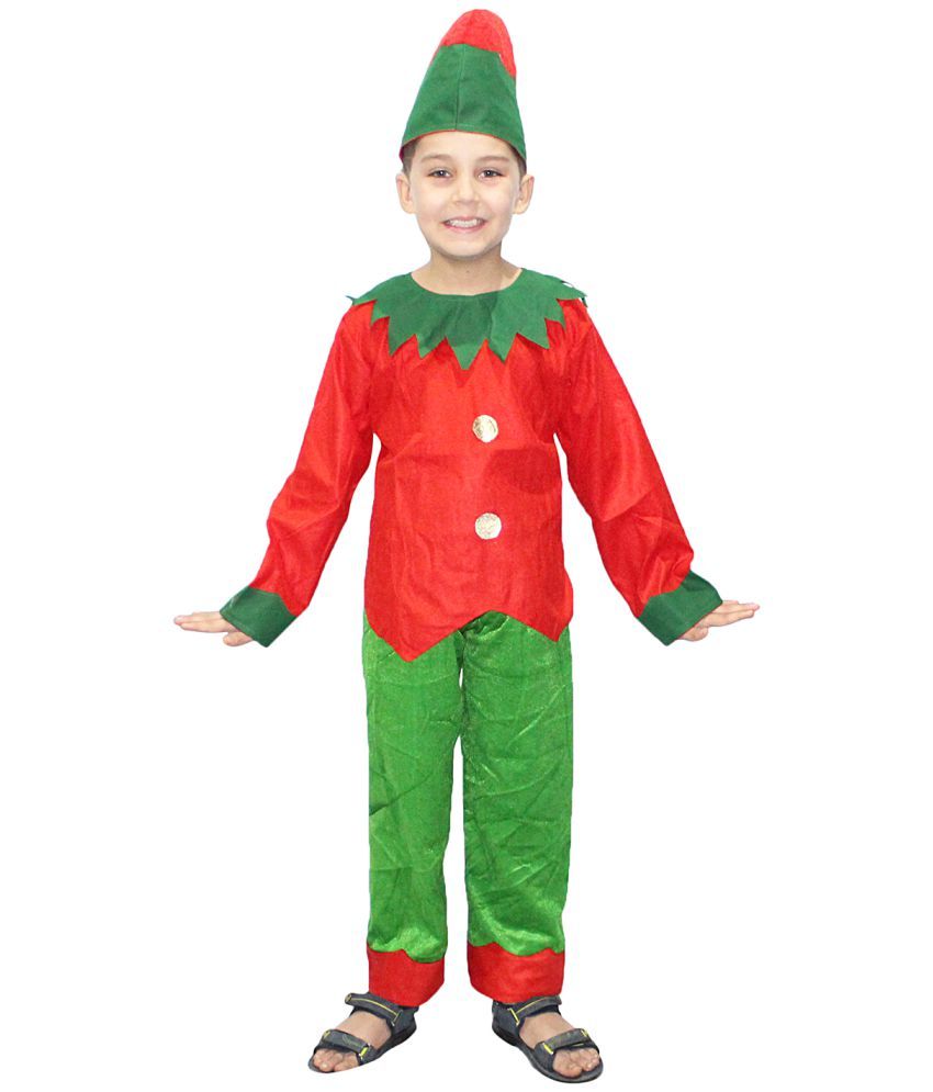     			Kaku Fancy Dresses Fairy Tales Elfs Costume -Red & Green, 5-6 Years, for Boys