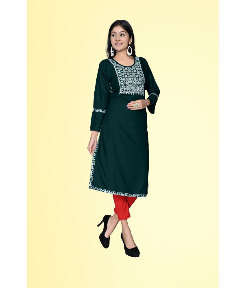     			Kapadia - Green Rayon Women's Straight Kurti ( Pack of 1 )