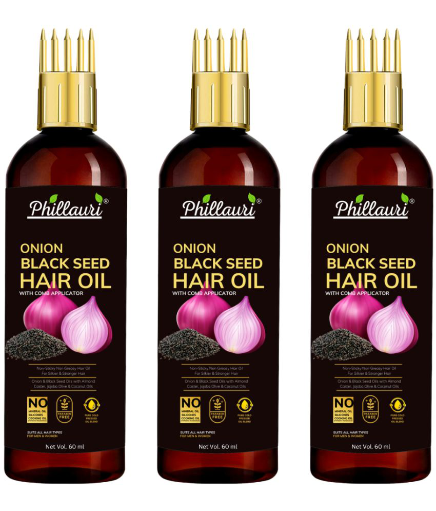     			Phillauri Black seed Onion Oil for Hair Regrowth Hair Oil for Men and Women Hair Oil (60 ml) Pack of 3