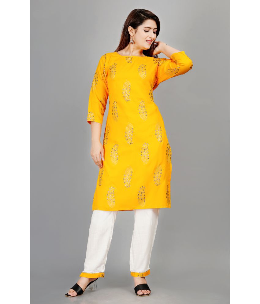     			SIPET - Yellow Straight Rayon Women's Stitched Salwar Suit ( Pack of 1 )