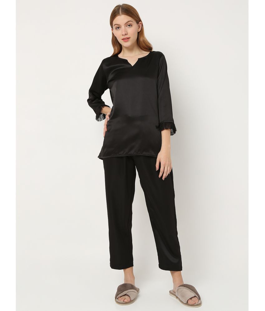     			Smarty Pants - Black Satin Women's Nightwear Nightsuit Sets ( Pack of 1 )