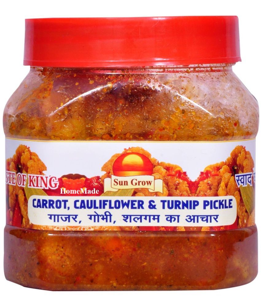     			Sun Grow Gobhi Gajar Shalgam HomeMade Achar Punjabi Style - Cauliflower Carrot Turnip Sweet and Sour Pickle 500 g