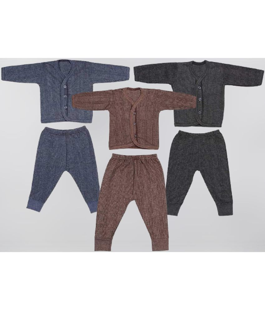     			Valdez Baby/Kids Thermal Strip Inner Suit Set, Baby (Unisex) Thermal Suit Top & Pajama Set for Baby Boys & Baby Girls (Pack Of 3)