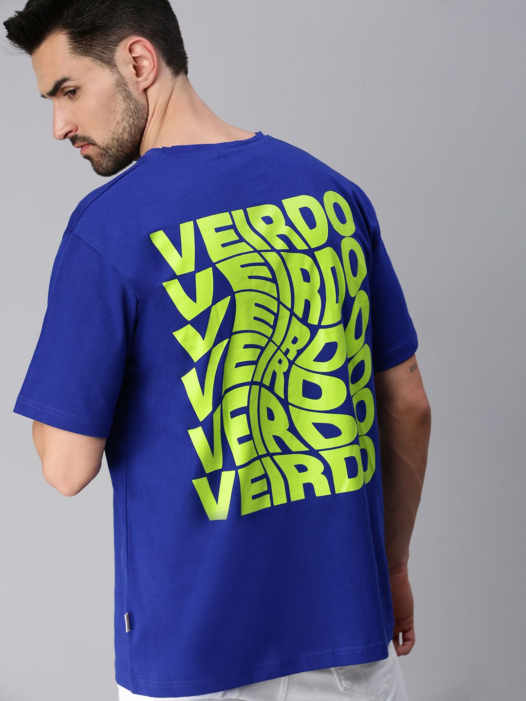     			Veirdo - Blue Cotton Oversized Fit Men's T-Shirt ( Pack of 1 )