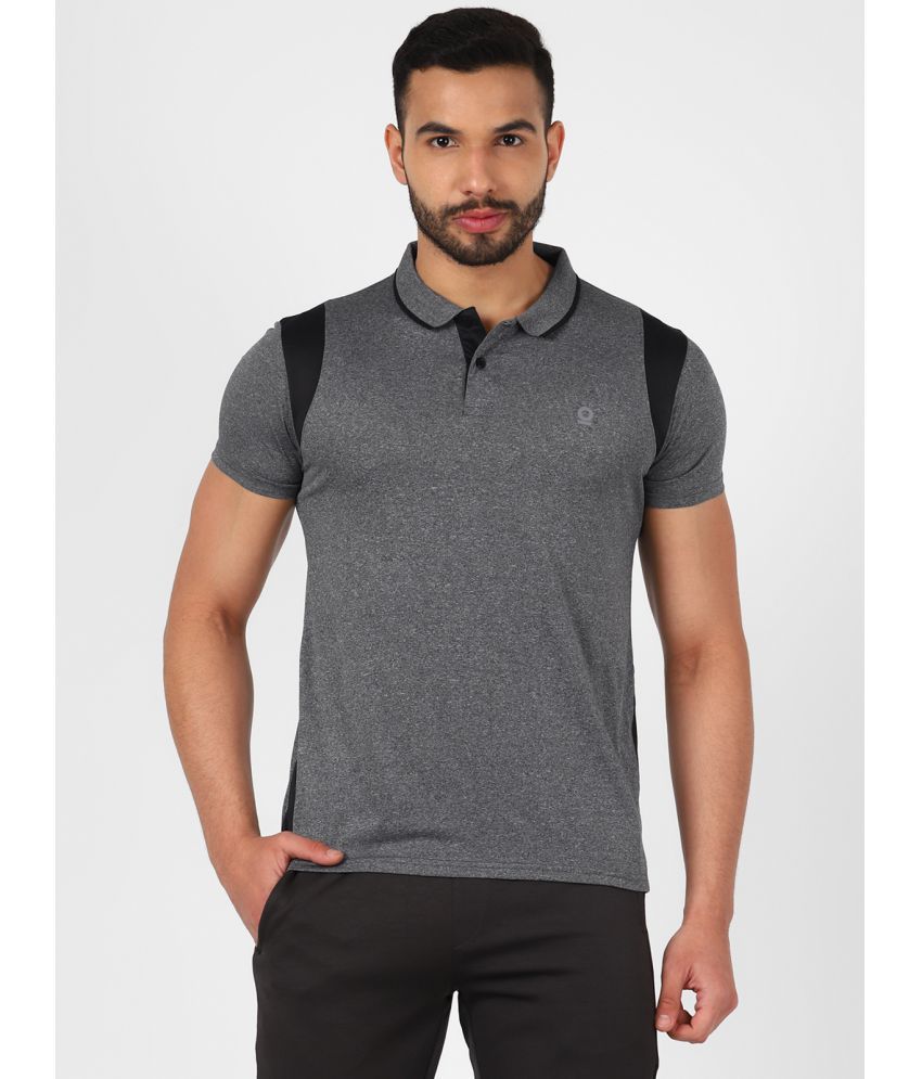     			FITMonkey Men Regular Fit Quick Dry Sports Half Sleeves Polo T Shirt-Light Grey