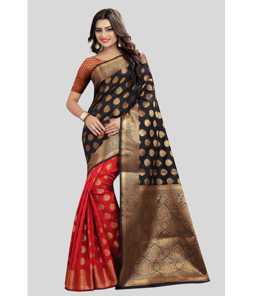     			Gazal Fashions - Black Banarasi Silk Saree With Blouse Piece ( Pack of 1 )