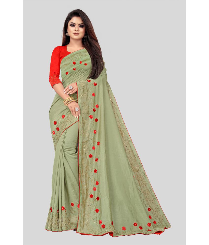    			Gazal Fashions - Green Silk Saree With Blouse Piece ( Pack of 1 )