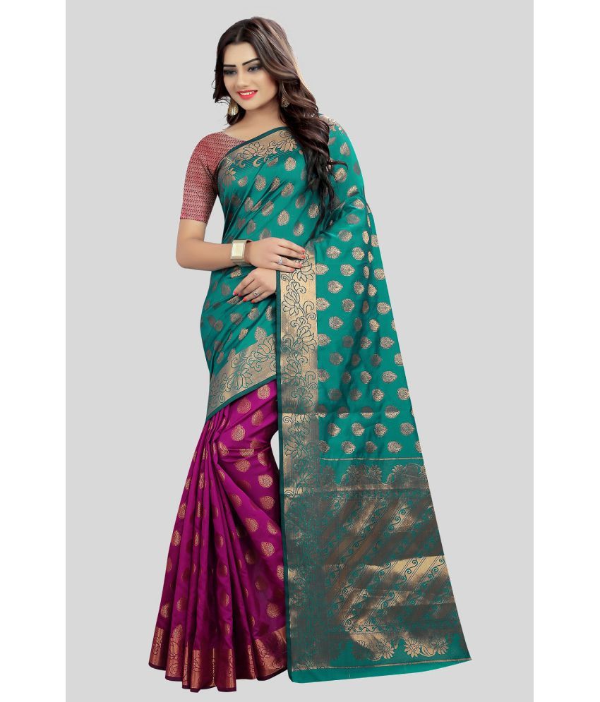     			Gazal Fashions - Purple Banarasi Silk Saree With Blouse Piece ( Pack of 1 )