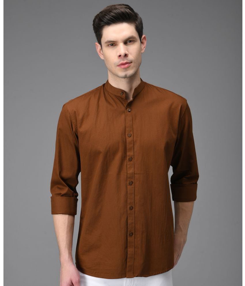     			KIBIT - Brown 100% Cotton Slim Fit Men's Casual Shirt ( Pack of 1 )
