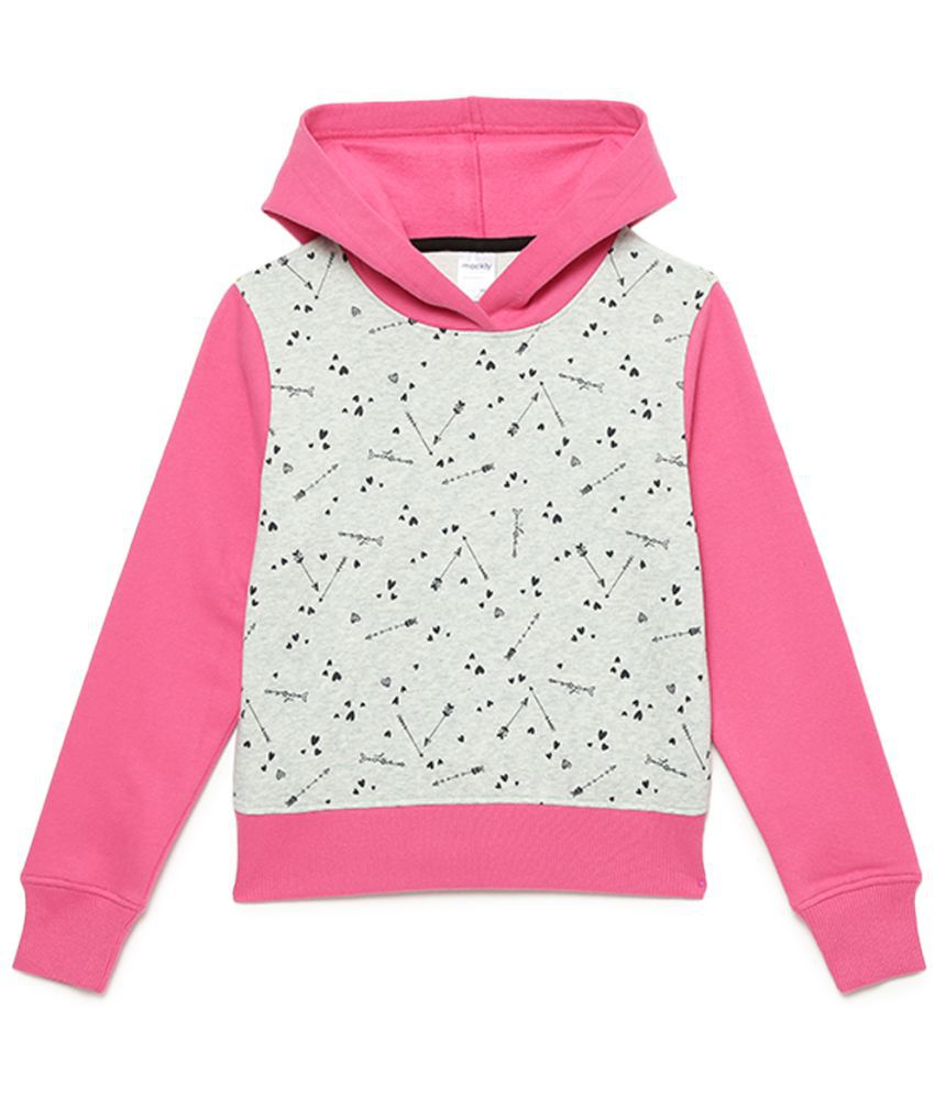     			Mackly Girls Hooded Sweatshirt, Pink/Grey