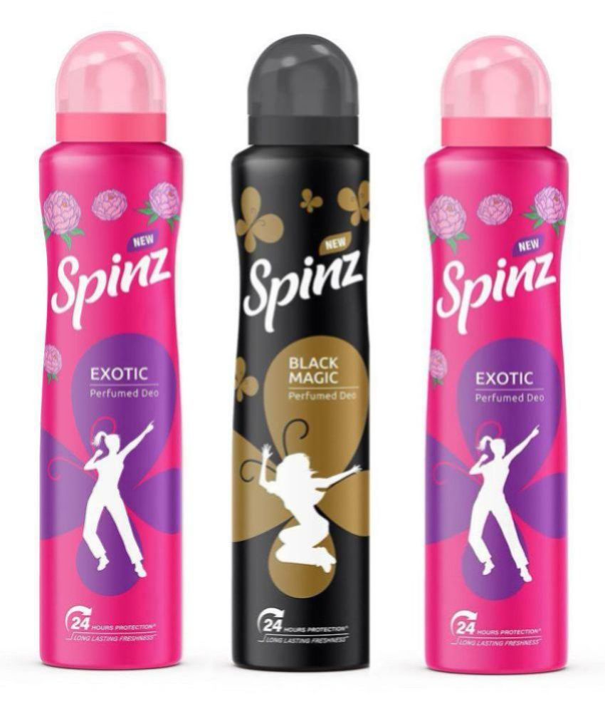     			Spinz - 2 EXOTIX 1 BLACK ,MAGIC DEODORANT . Body Spray for Unisex 450 ml ( Pack of 3 )