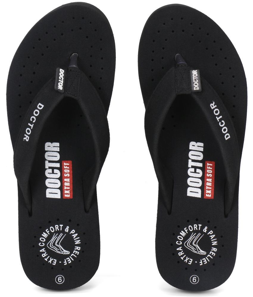     			DOCTOR EXTRA SOFT - Black Women's Thong Flip Flop