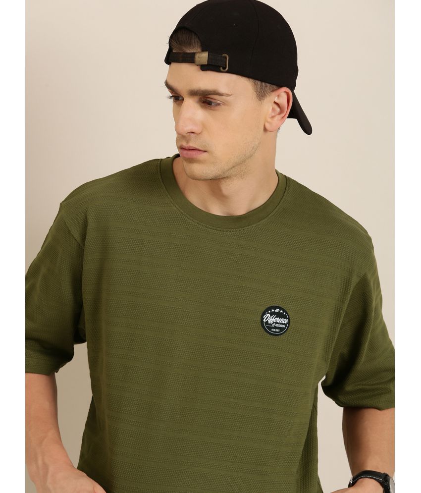     			Difference of Opinion - Olive 100% Cotton Oversized Fit Men's T-Shirt ( Pack of 1 )