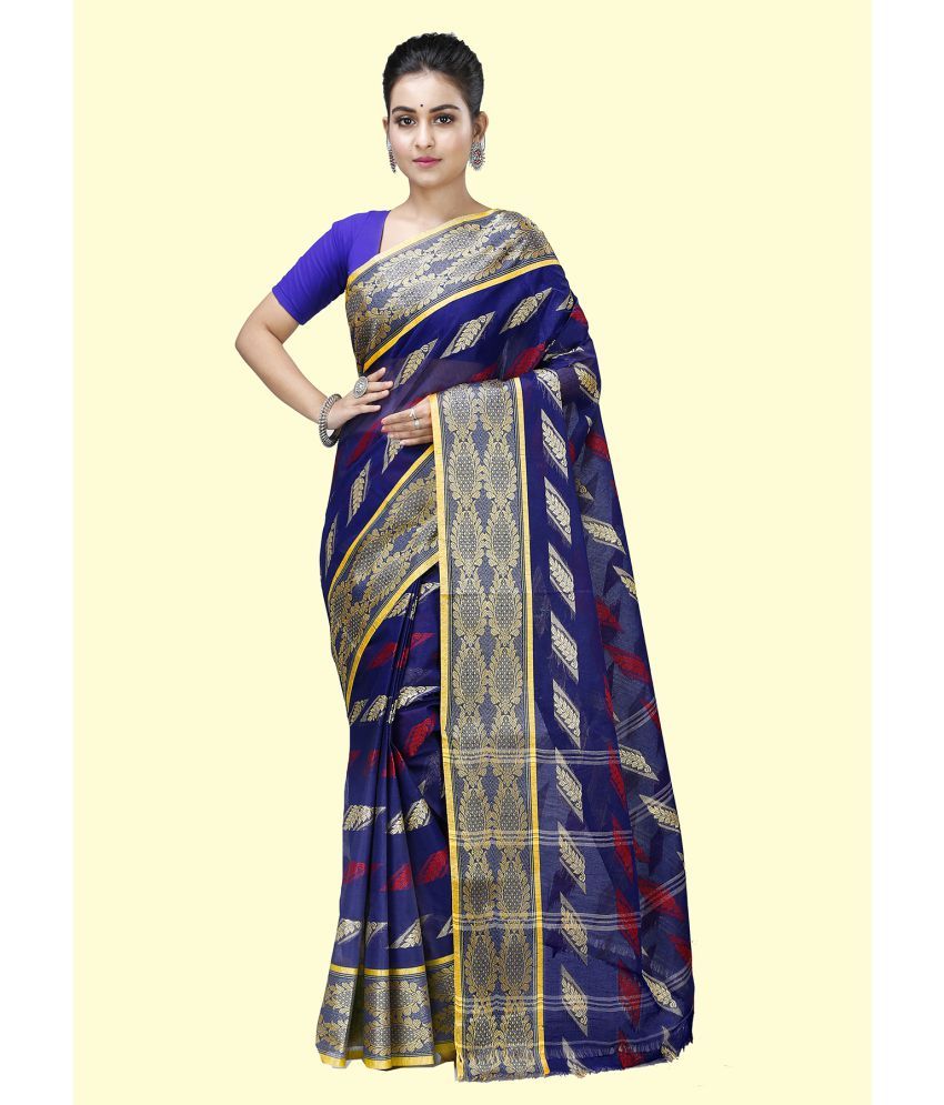     			JMALL - Blue Cotton Saree Without Blouse Piece ( Pack of 1 )