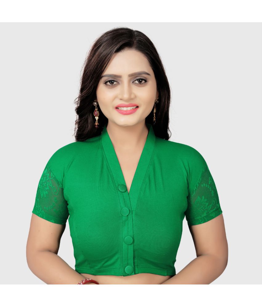     			NIKXTEX - Green Readymade without Pad Cotton Blend Women's Blouse ( Pack of 1 )