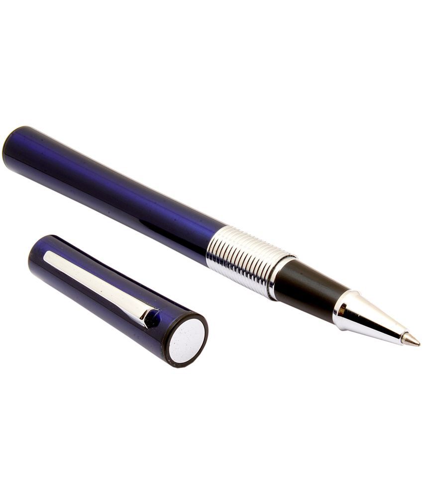    			Srpc 15 Expert Thinner Body Shine Blue Metal Roller Ball Pen Black Ink Refill