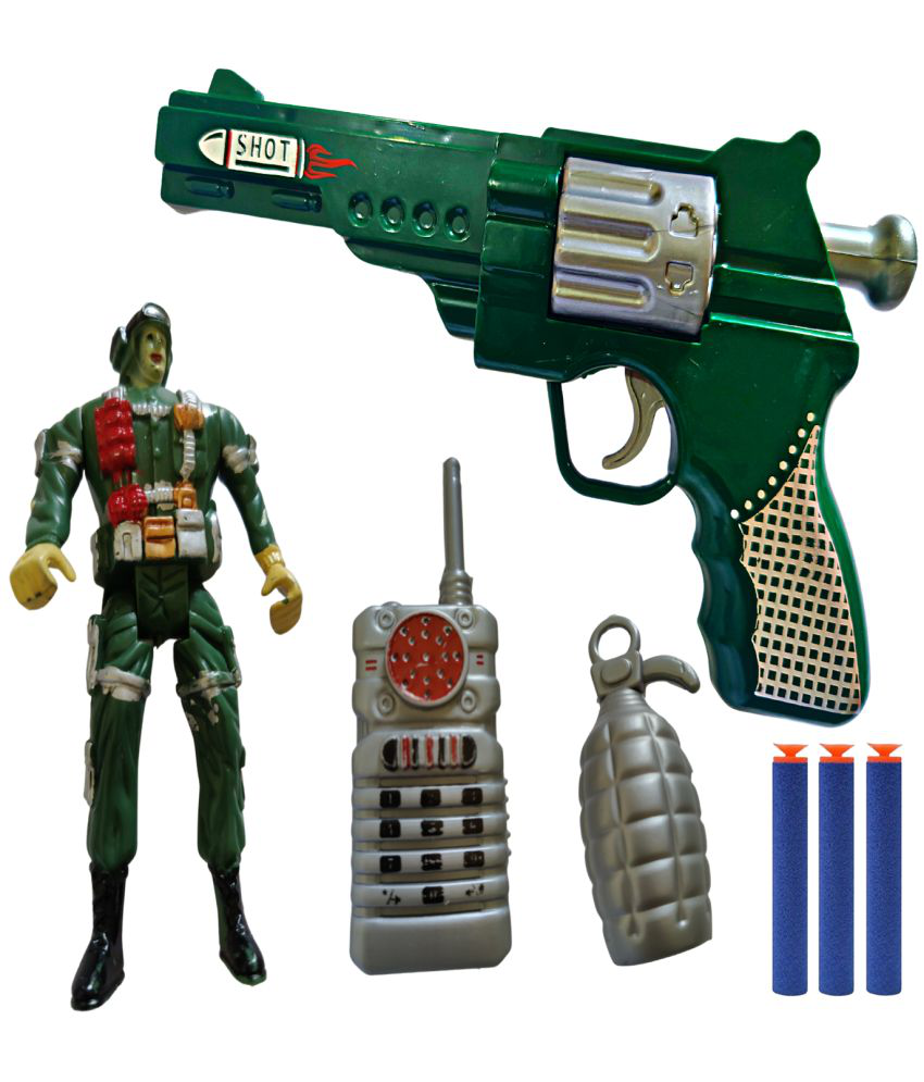     			Toy Cloud Pistol Toy Gun Soft Blaster Bullet Dart Shooting Toy with 3 Safe Foam Bullets with Army Man Mobile Bomb for Kids